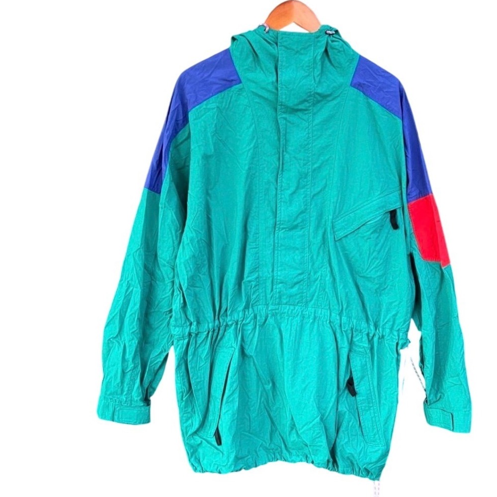 Eddie Bauer Vintage Colorblock Anorak Jacket Green Purple Red Womens XL